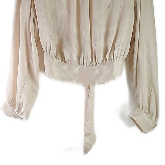 H&M - Champaigne Long Sleeve Tie Back Blouse - Size Small - Picture 2 of 9